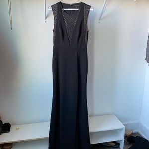 BCBG Max Azria - black gown low cut, slit